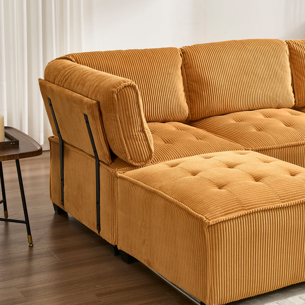 UNITED WE WIN Modular Sectional Sofa U Shaped Modular Couch with Reversible Chaise Modular Sofa Sectional Couch,6- Seat Convertible Sofa,Fit for Living Room