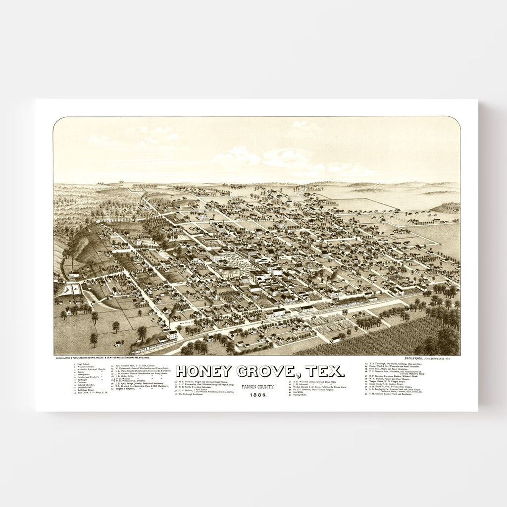 Vintage Map of Hone Grove, Texas 1885