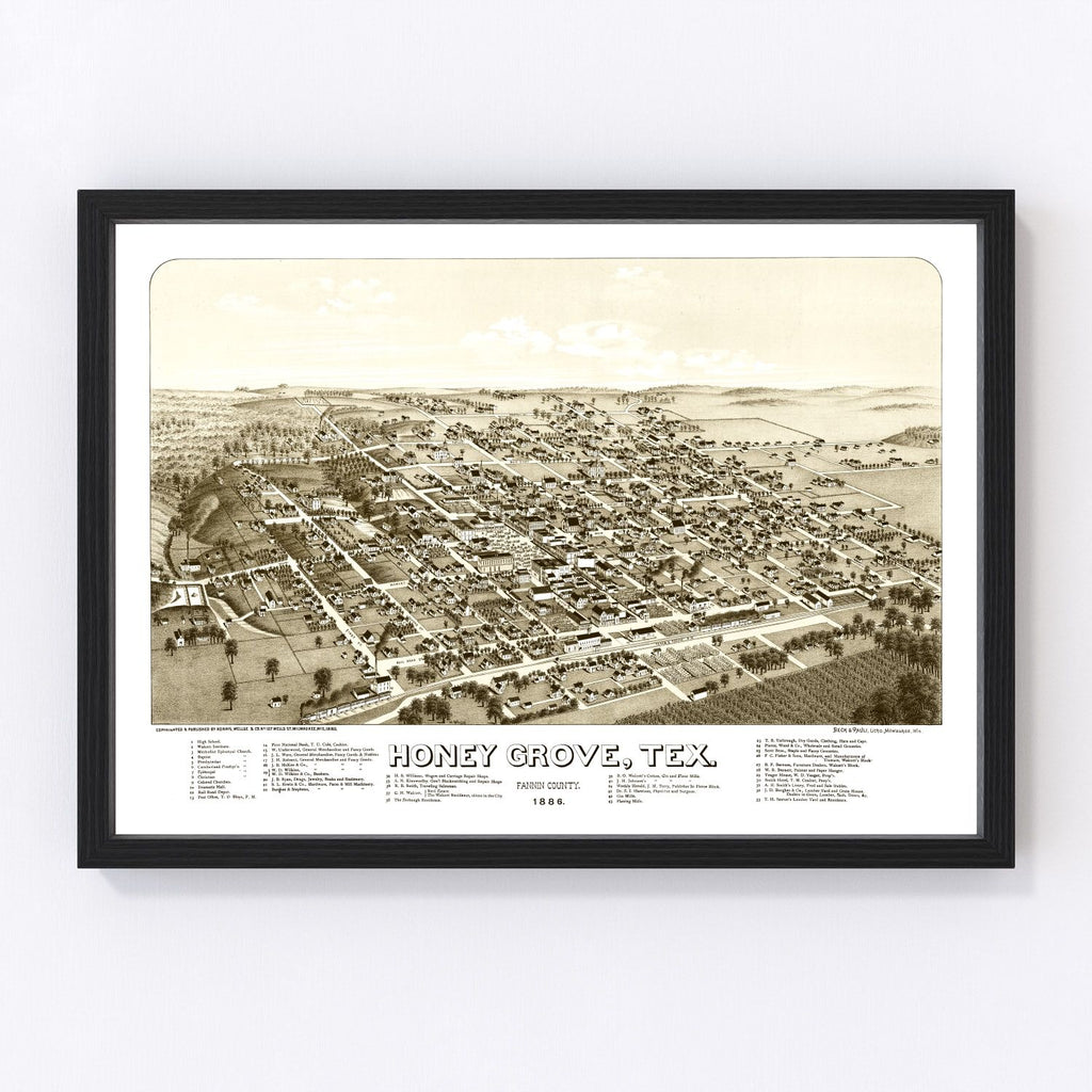 Vintage Map of Hone Grove, Texas 1885
