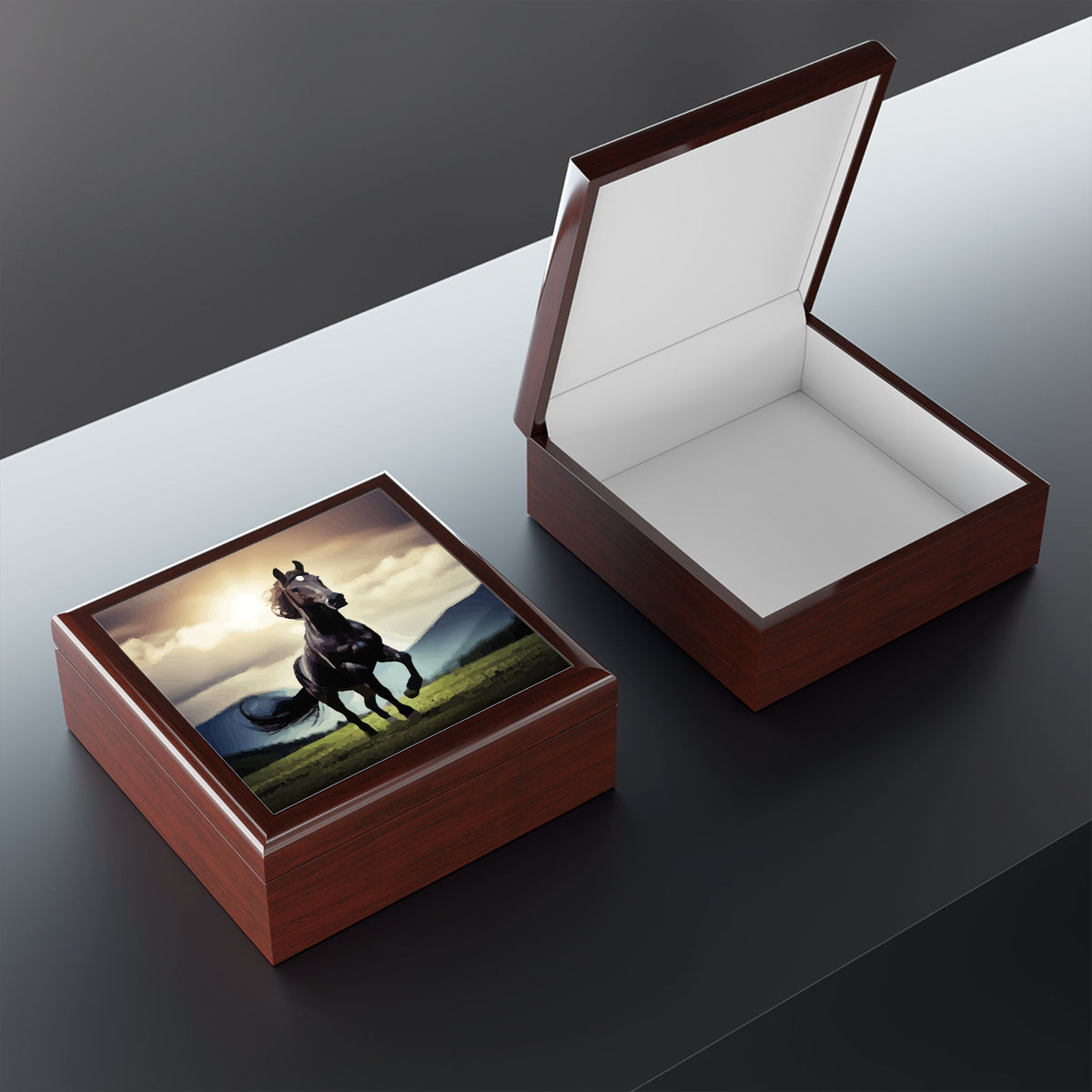 Wild Black Horse Jewelry Box
