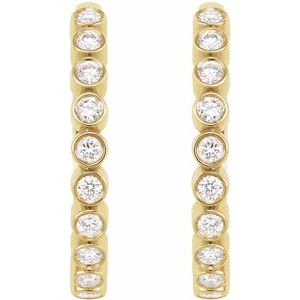 14K Yellow Gold 1/4 CT Natural Diamond Hinged Hoop Earrings – image 2