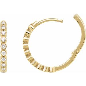 14K Yellow Gold 1/4 CT Natural Diamond Hinged Hoop Earrings – image 3