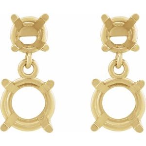 14K Yellow Gold 6.5 mm Round Dangle Earring Mounting – image 2