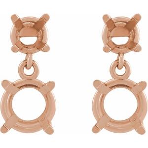14K Rose Gold 6.5 mm Round Dangle Earring Mounting – image 2