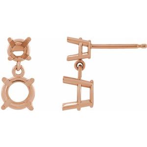14K Rose Gold 6 mm Round Dangle Earring Mounting