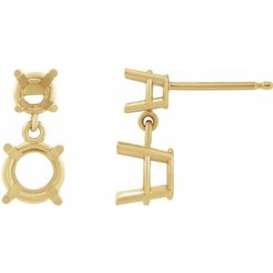 14K Yellow Gold 6 mm Round Dangle Earring Mounting