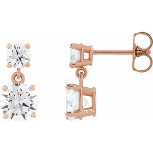 14K Rose Gold 2 CTW Lab-Grown Diamond Two-Stone Earrings