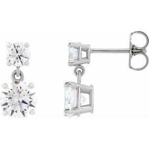 Platinum 2 CTW Lab-Grown Diamond Two-Stone Earrings