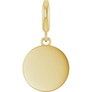 18K Yellow Gold-Plated Sterling Silver Engravable Disc Charm/Pendant