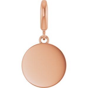 14K Rose Gold Engravable Disc Charm/Pendant