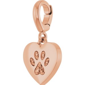 14K Rose Gold .8 mm Round Paw Print Heart Charm/Pendant Mounting – image 4