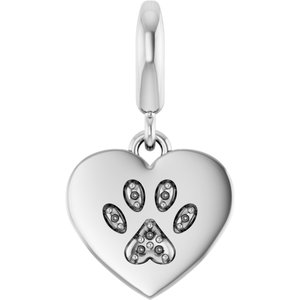 Platinum .8 mm Round Paw Print Heart Charm/Pendant Mounting – image 2