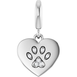 Sterling Silver .02 CTW Lab-Grown Diamond Paw Print Heart Charm/Pendant