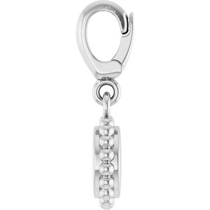 14K White Gold Engravable Beaded Disc Charm/Pendant – image 3