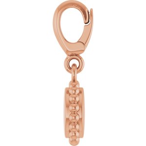 14K Rose Gold Engravable Beaded Disc Charm/Pendant – image 3