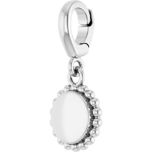 14K White Gold Engravable Beaded Disc Charm/Pendant – image 2