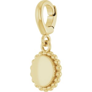 14K Yellow Gold Engravable Beaded Disc Charm/Pendant – image 2