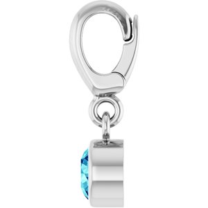 14K White Gold Natural Blue Zircon Charm/Pendant – image 3