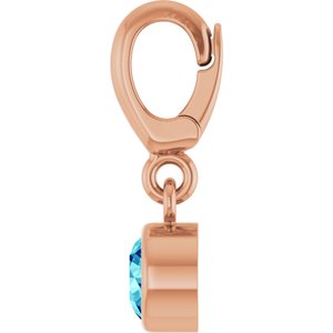 14K Rose Gold Natural Blue Zircon Charm/Pendant – image 3