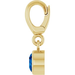 14K Yellow Gold Lab-Grown Blue Sapphire Charm/Pendant – image 3