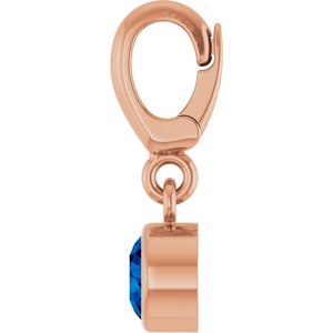 14K Rose Gold Natural Blue Sapphire Charm/Pendant – image 3
