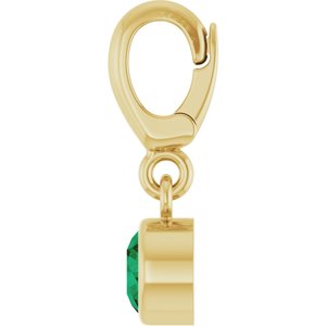 14K Yellow Gold Lab-Grown Emerald Charm/Pendant – image 3