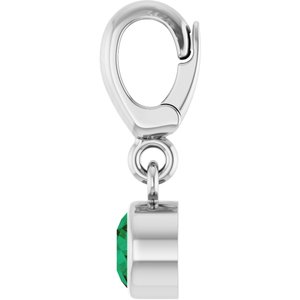 Sterling Silver Lab-Grown Emerald Charm/Pendant – image 3