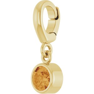 14K Yellow Gold Natural Citrine Charm/Pendant – image 2