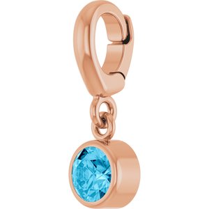 14K Rose Gold Natural Aquamarine Charm/Pendant – image 2