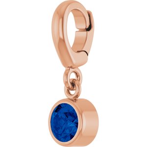 14K Rose Gold Lab-Grown Blue Sapphire Charm/Pendant – image 2
