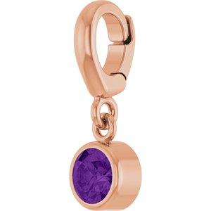 14K Rose Gold Natural Amethyst Charm/Pendant – image 2