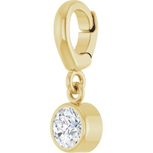 14K Yellow Gold 1/4 CT Natural Diamond Charm/Pendant – image 2