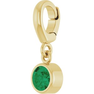14K Yellow Gold Natural Emerald Charm/Pendant – image 2