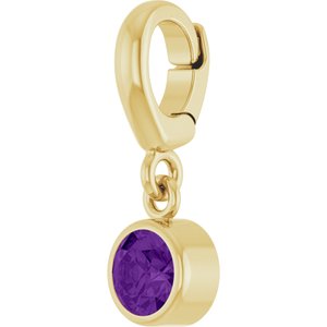 14K Yellow Gold Natural Amethyst Charm/Pendant – image 2