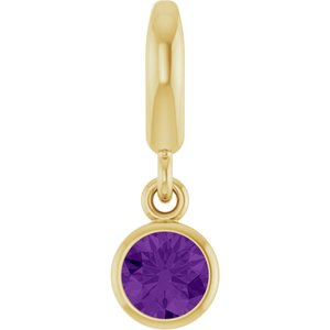 14K Yellow Gold Natural Amethyst Charm/Pendant
