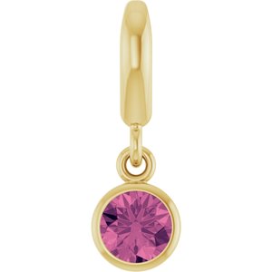 14K Yellow Gold Natural Pink Tourmaline Charm/Pendant