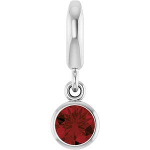 14K White Gold Natural Mozambique Garnet Charm/Pendant