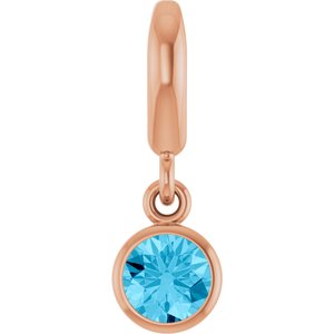 14K Rose Gold Natural Aquamarine Charm/Pendant