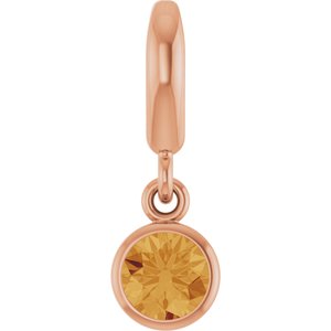 14K Rose Gold Natural Citrine Charm/Pendant