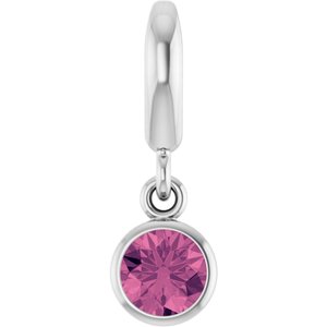 Platinum Natural Pink Tourmaline Charm/Pendant