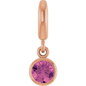 14K Rose Gold Natural Pink Tourmaline Charm/Pendant