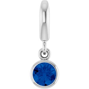14K White Gold Natural Blue Sapphire Charm/Pendant