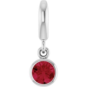 Platinum Lab-Grown Ruby Charm/Pendant
