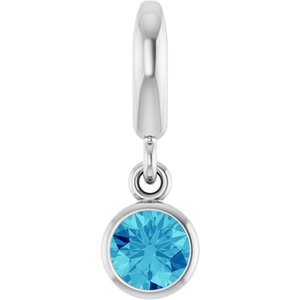Sterling Silver Natural Blue Zircon Charm/Pendant