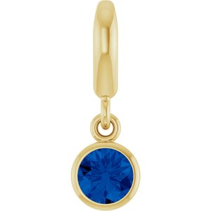 14K Yellow Gold Natural Blue Sapphire Charm/Pendant