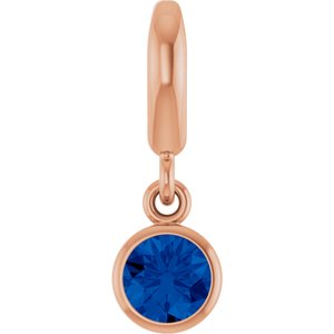14K Rose Gold Natural Blue Sapphire Charm/Pendant