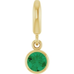 14K Yellow Gold Natural Emerald Charm/Pendant