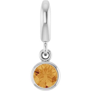 14K White Gold Natural Citrine Charm/Pendant