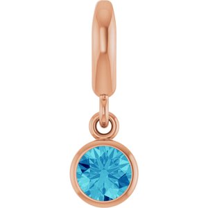 14K Rose Gold Natural Blue Zircon Charm/Pendant