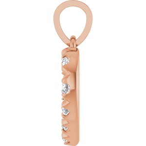 14K Rose Gold 2 mm Round Accented Heart Pendant Mounting – image 5